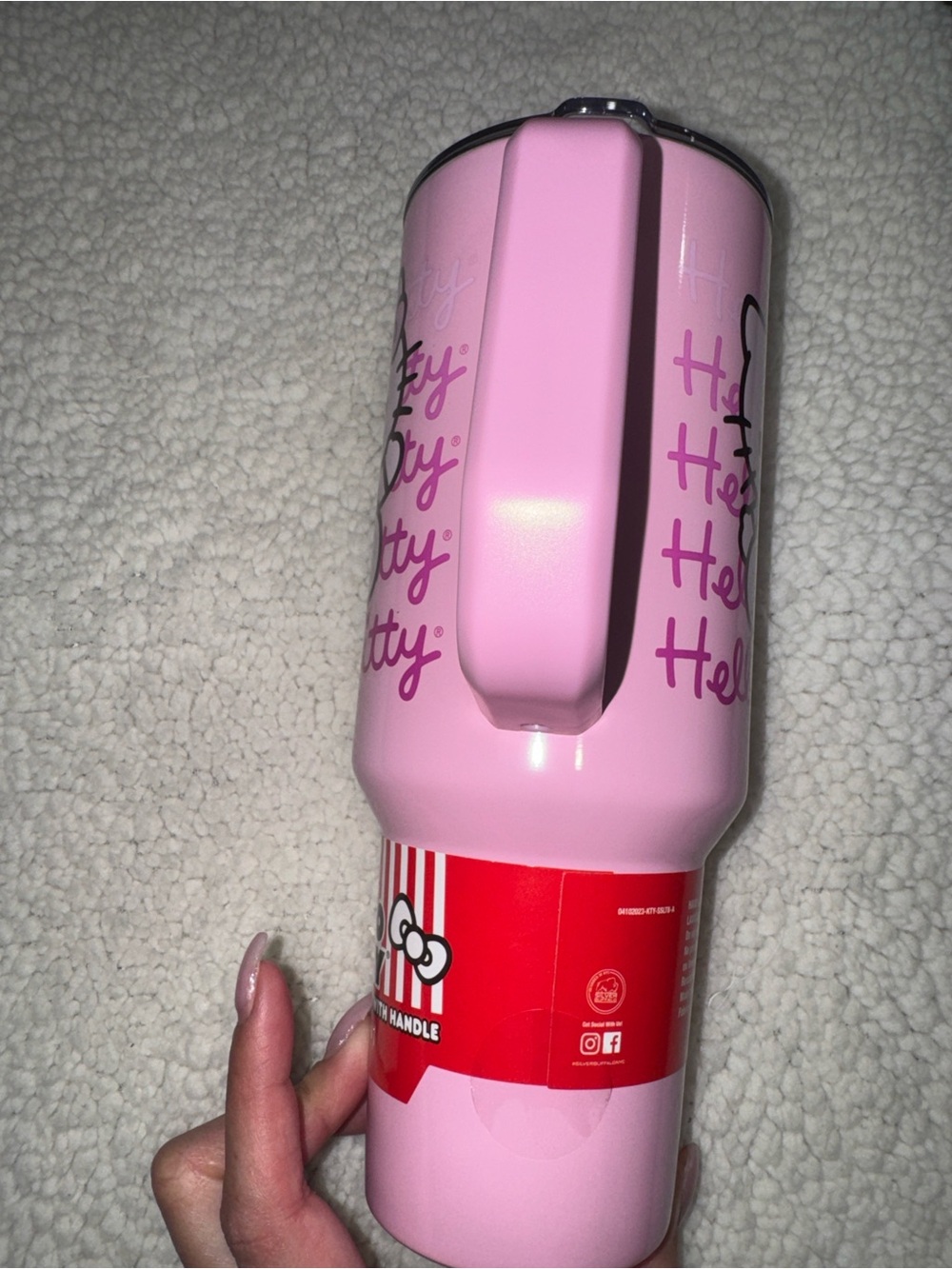 Hello Kitty- NWT  Pink Insulated Stainless Steel Tumbler with Handle and Straw - Picture 7 of 14